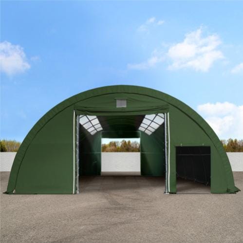 Tunnel agricolo 9,15m x 10m x 4,5m – PVC, con lucernari, verde scuro