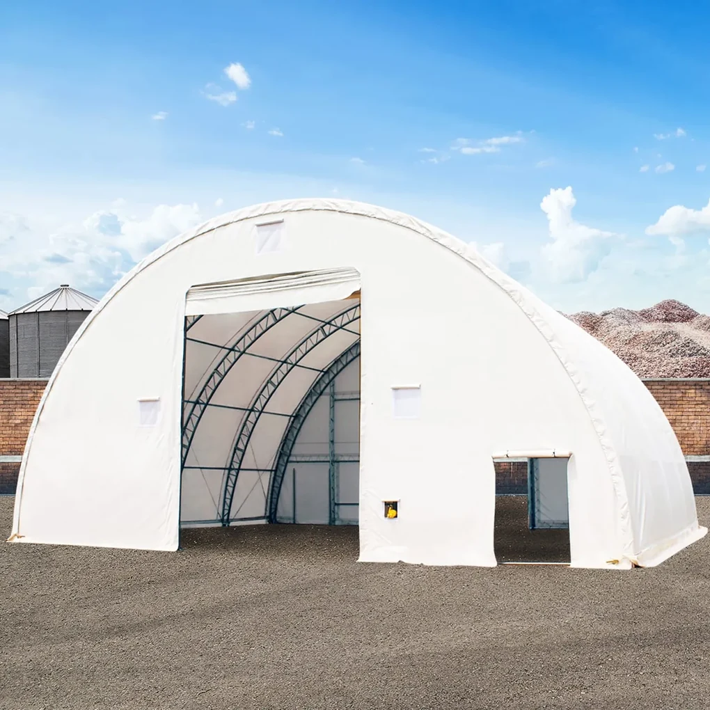 Tunnel agricolo con costruzione a traliccio, 12,2m x 12m x 6,1m – arcate 3m – PVC bianco